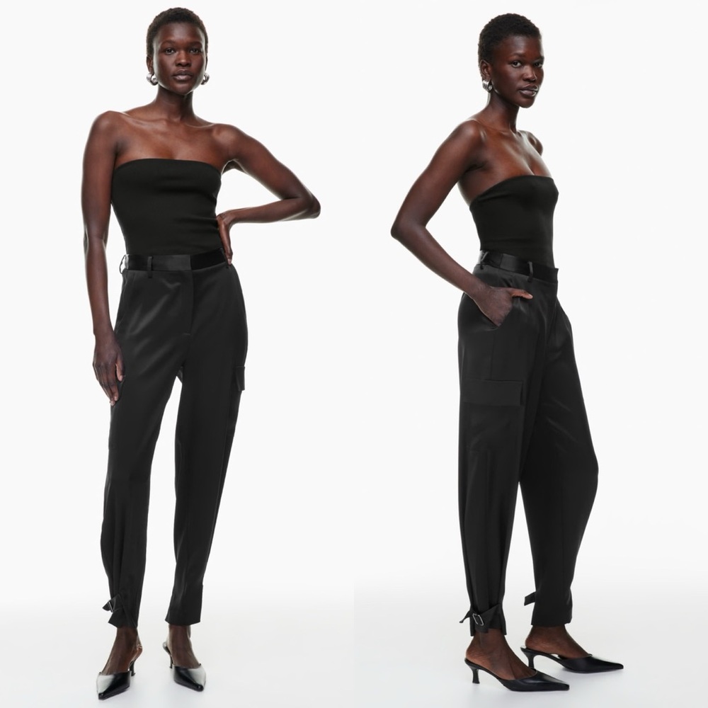Babaton Refined Satin Cargo Pant - Black - 4